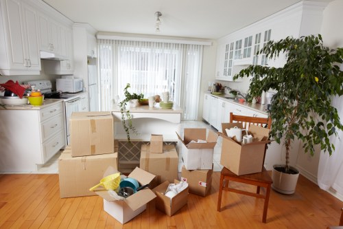 Packed household items ready for transport during a Chelsfield house move