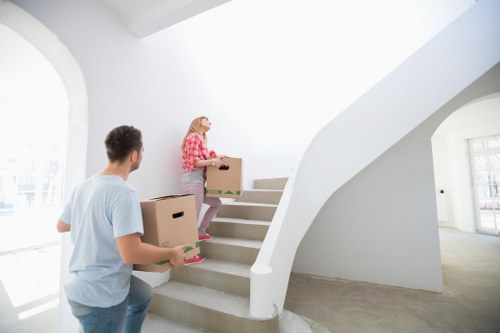 Careful loading of office items during a local commercial relocation