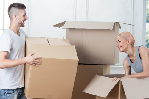 Commercial office contents being unloaded at a new premises